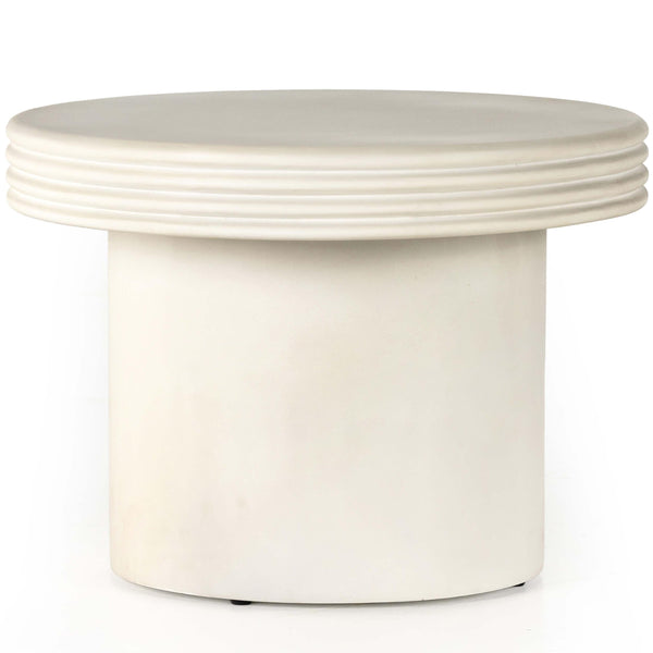 home fashion Grecia Outdoor Large End Table White Concrete by Four Hands