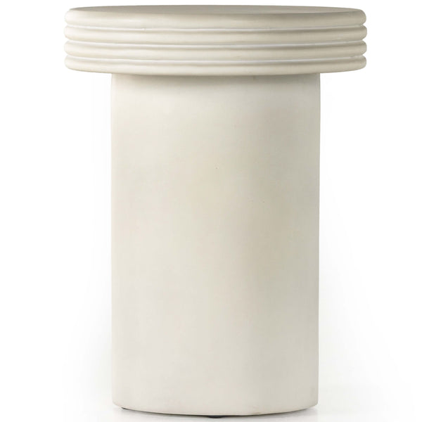 Home Fashion Grecia Outdoor Small End Table White Concrete By Four Hands