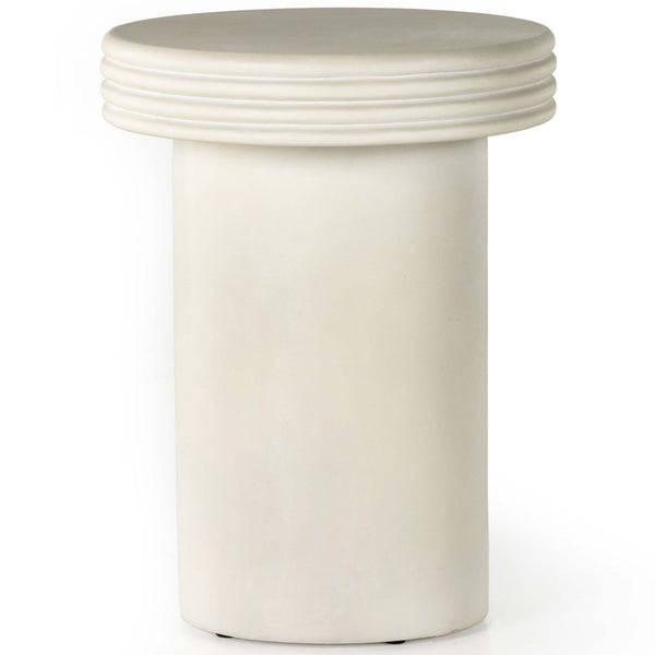 home fashion Grecia Outdoor Small End Table White Concrete by Four Hands