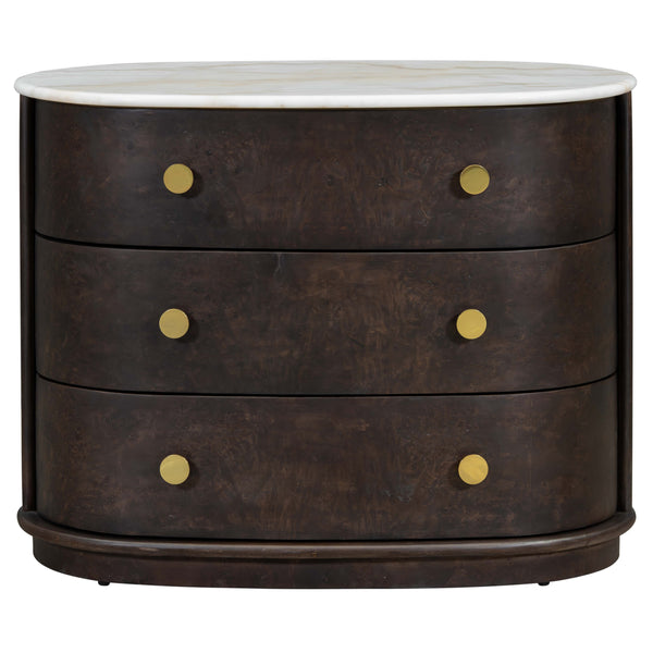 Home Fashion Greer 3 Drawer Nightstand Chocolate Burl