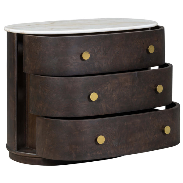 Home Fashion Greer 3 Drawer Nightstand Chocolate Burl