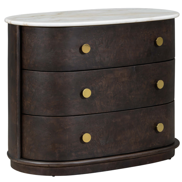home fashion Greer 3 Drawer Nightstand Chocolate Burl