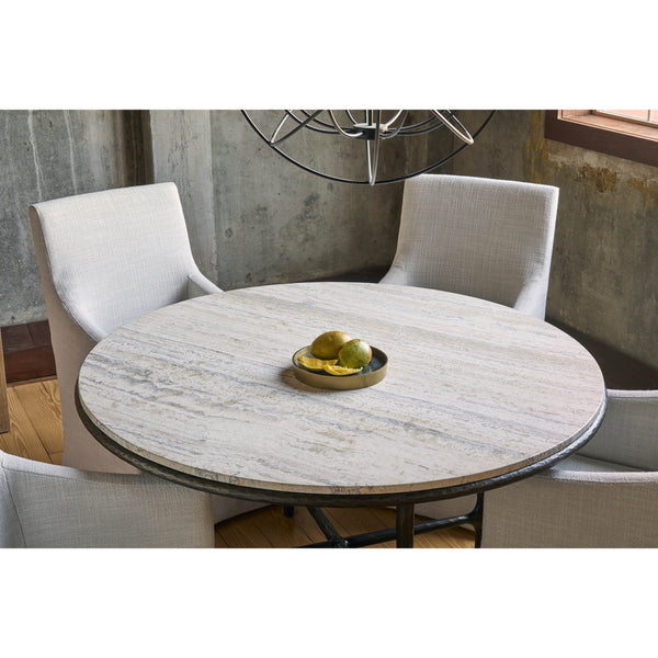 Home Fashion Griffith Park Round Dining Table White Travertine