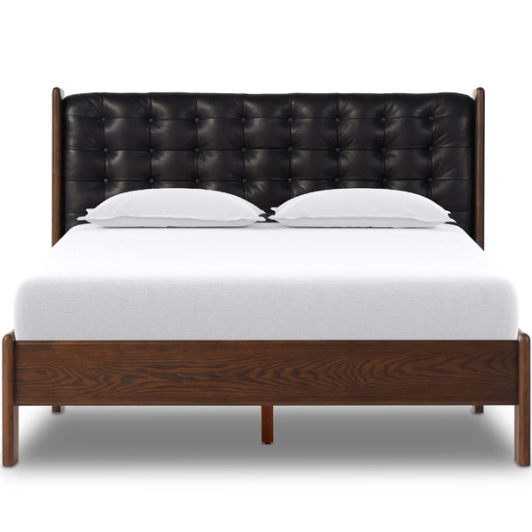 Home Fashion Halston Leather Bed Heirloom Black By Four Hands