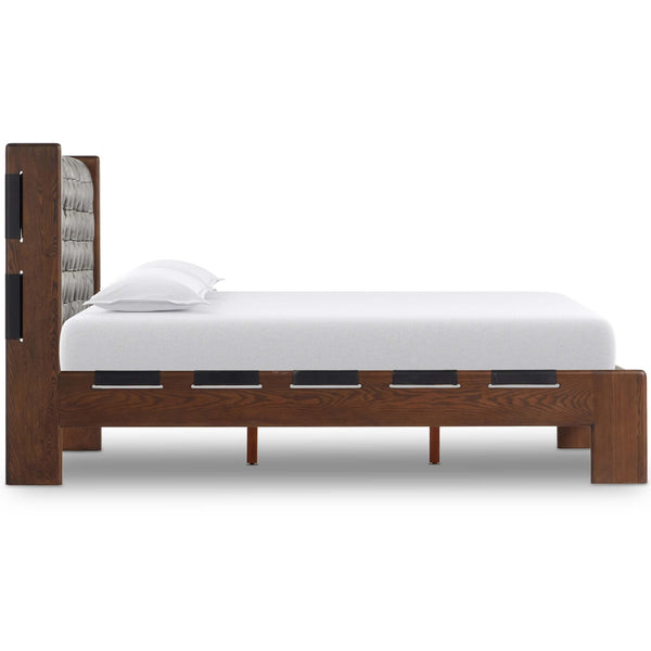 Home Fashion Halston Leather Bed Heirloom Black By Four Hands