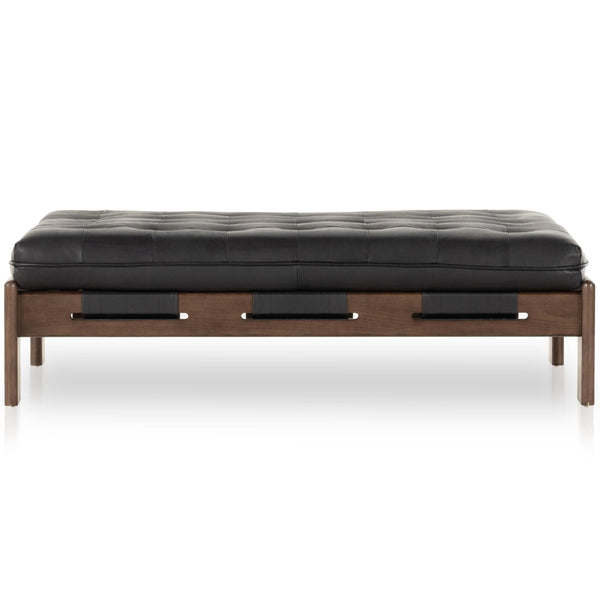 Home Fashion Halston Leather Cocktail Ottoman Heirloom Black By Four Hands