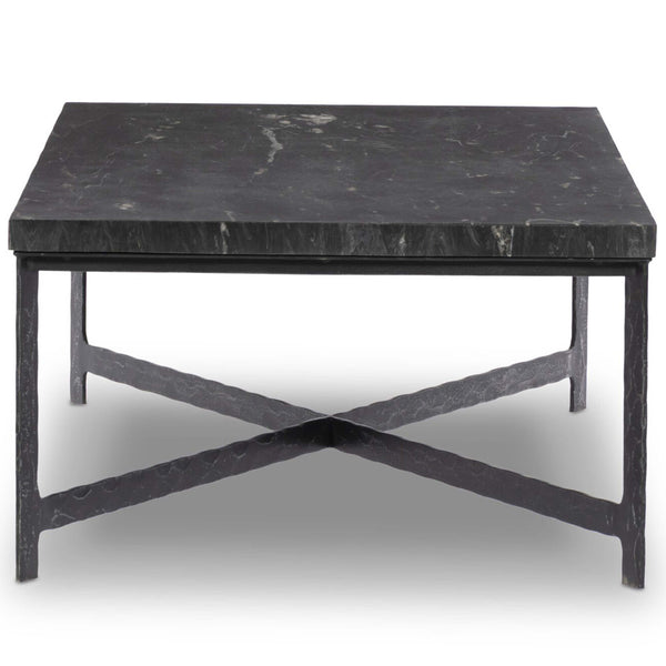 Home Fashion Hammered Iron Coffee Table Charcoal Marble/Hammered Black By Four Hands