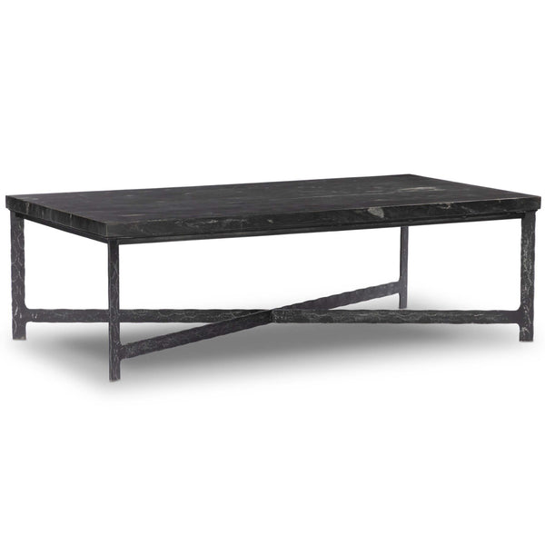 home fashion Hammered Iron Coffee Table Charcoal Marble/Hammered Black by Four Hands