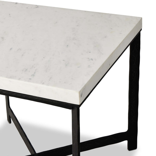 Home Fashion Hammered Iron End Table White Marble/Hammered Black By Four Hands