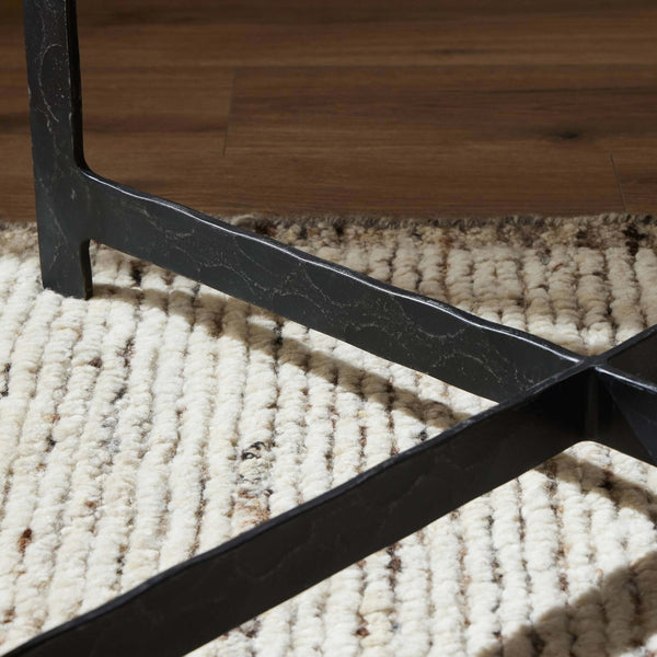 Home Fashion Hammered Iron End Table White Marble/Hammered Black By Four Hands