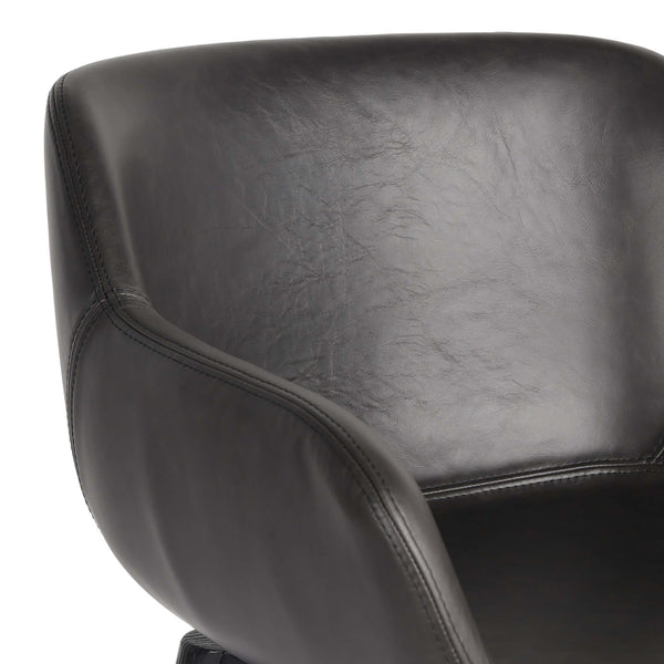 Home Fashion Hannah Leather Swivel Bar & Counter Stool Sonoma Black By Four Hands