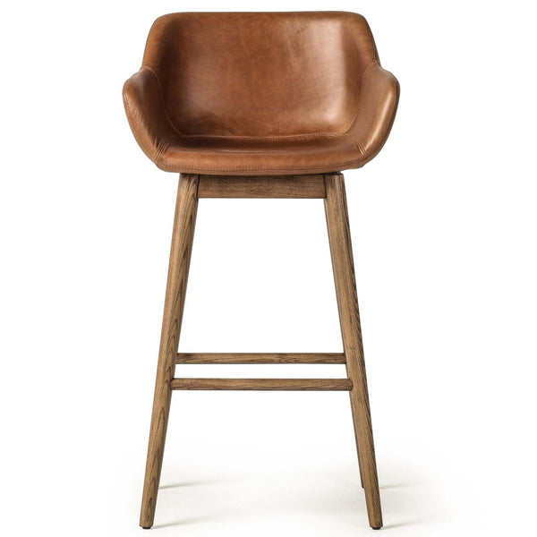 Home Fashion Hannah Leather Swivel Bar & Counter Stool Sonoma Chestnut By Four Hands