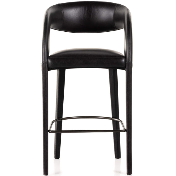 Home Fashion Hawkins Leather Bar & Counter Stool Sonoma Black By Four Hands