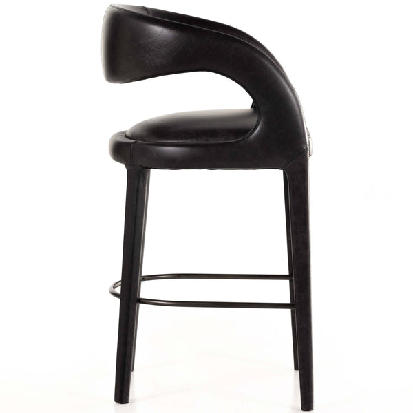 Home Fashion Hawkins Leather Bar & Counter Stool Sonoma Black By Four Hands