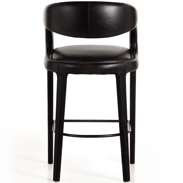 Home Fashion Hawkins Leather Bar & Counter Stool Sonoma Black By Four Hands