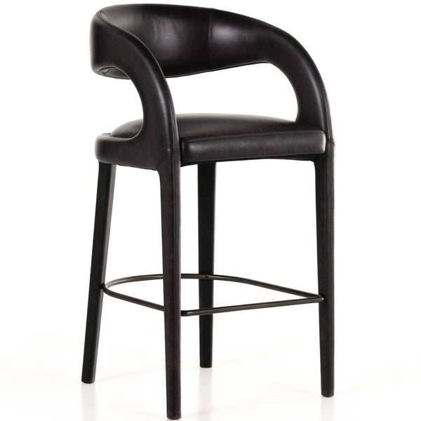 home fashion Hawkins Leather Bar & Counter Stool Sonoma Black by Four Hands