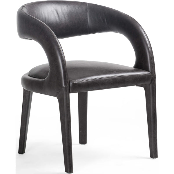 home fashion Hawkins Leather Dining Chair Sonoma Black Set of 2 by Four Hands