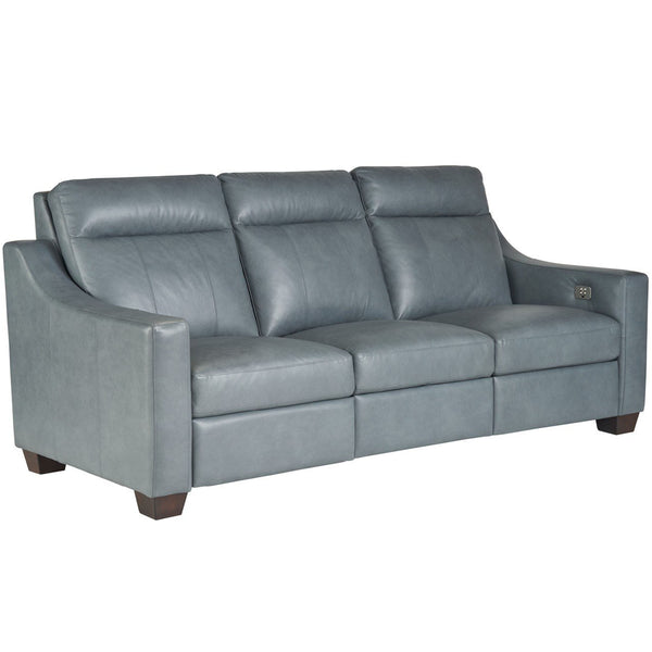 Home Fashion Higgins Leather Power Motion Sofa Blue Gray