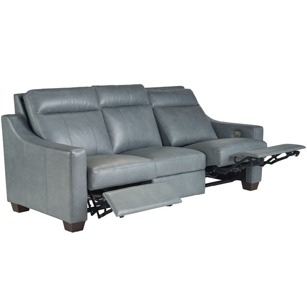Home Fashion Higgins Leather Power Motion Sofa Blue Gray
