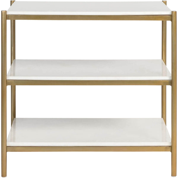 Home Fashion Hollywood End Table Cloud Marble/Antique Brass