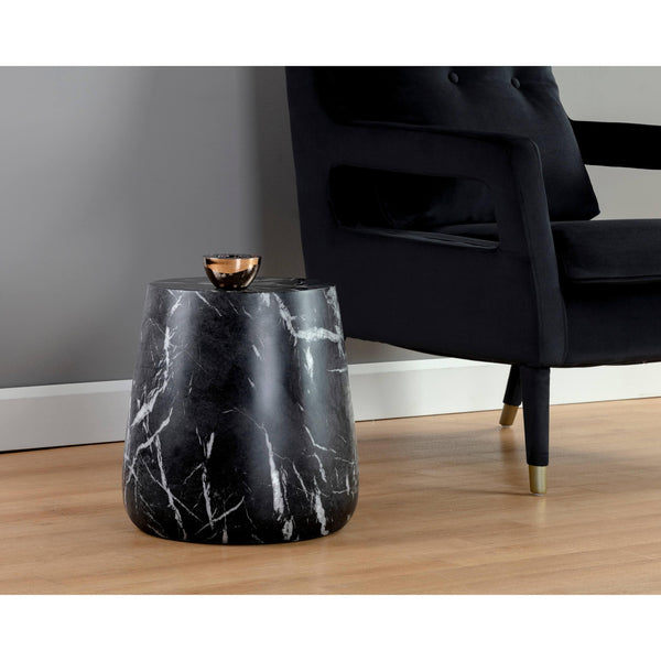 Home Fashion Aries Side Table Black Marble Look