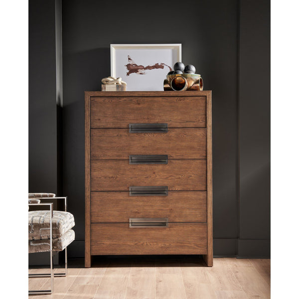 Home Fashion Atlas 5 Drawer Chest Medium Brown
