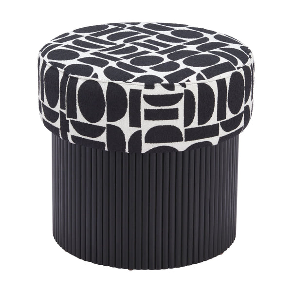 Home Fashion Boto Storage Ottoman Black & White