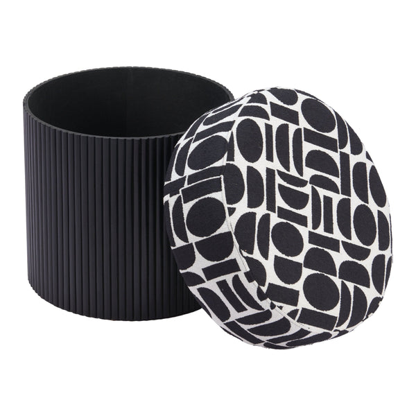 Home Fashion Boto Storage Ottoman Black & White