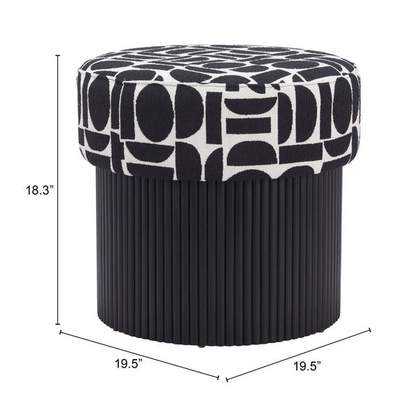 Home Fashion Boto Storage Ottoman Black & White