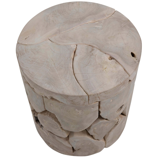 Home Fashion Briar Round End Table Bleached