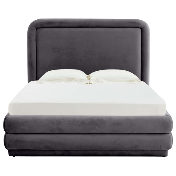 Home Fashion Briella Velvet Queen Bed Dark Grey