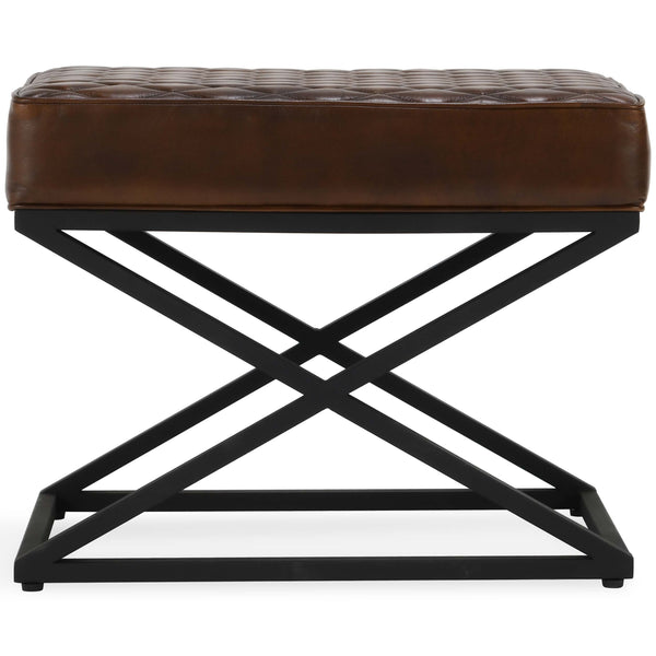 Home Fashion Bruno Leather Stool Brown