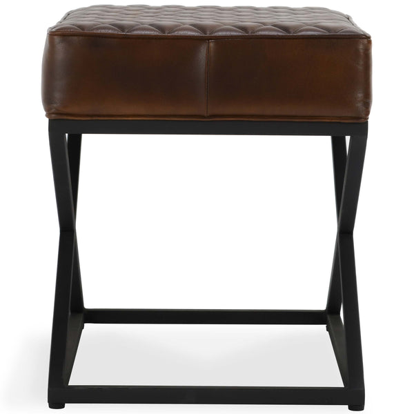 Home Fashion Bruno Leather Stool Brown