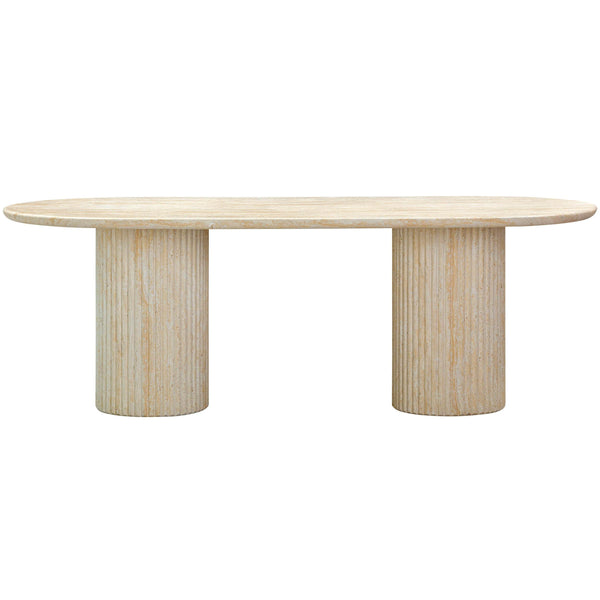 Home Fashion Brut Dining Table Travertine Finish