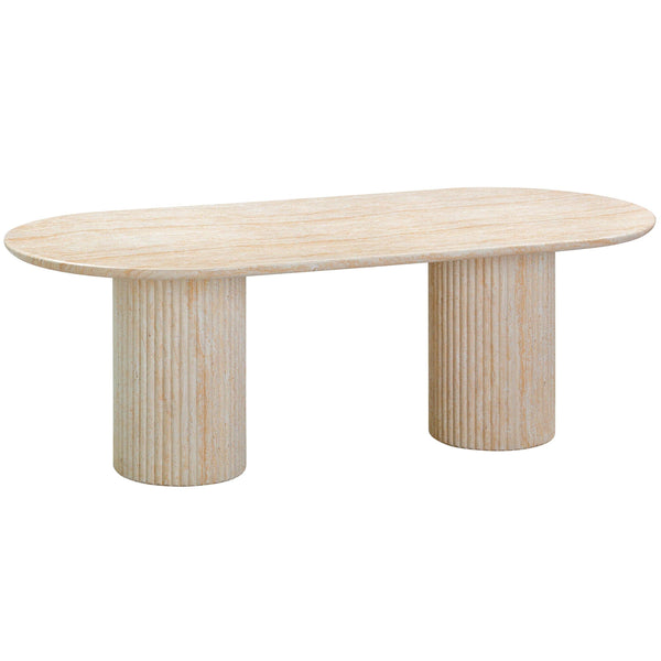 home fashion Brut Dining Table Travertine Finish