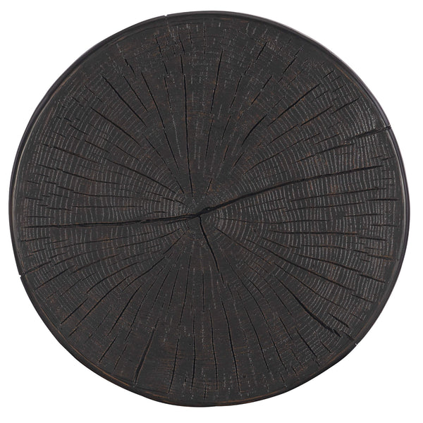 Home Fashion Carved Stump Side Table Black