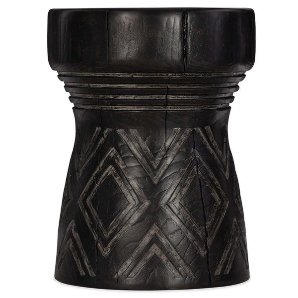 home fashion Carved Stump Side Table Black