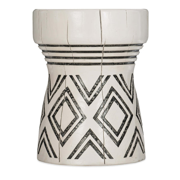home fashion Carved Stump Side Table White