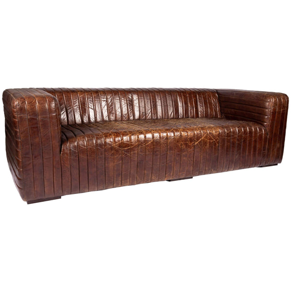 Home Fashion Castle Leather Sofa Dark Brown