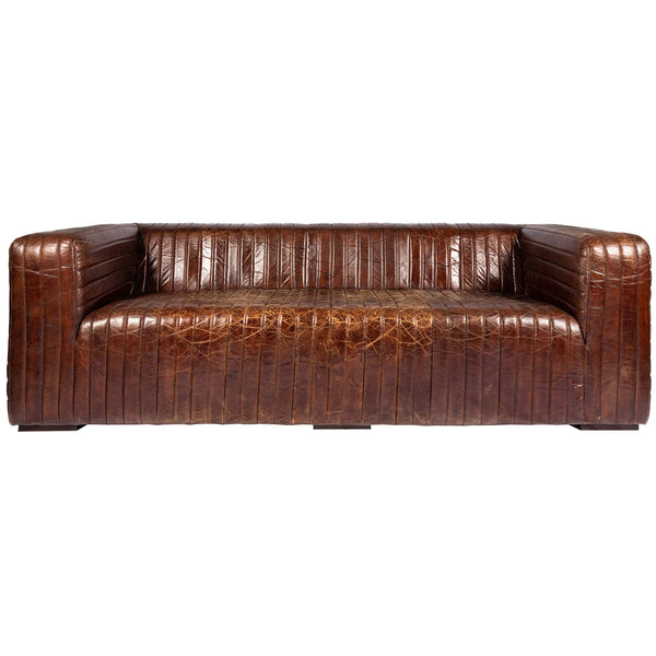 home fashion Castle Leather Sofa Dark Brown