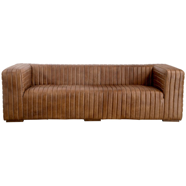 home fashion Castle Leather Sofa Light Brown