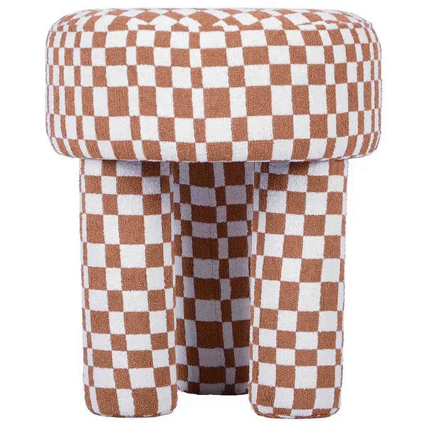 Home Fashion Claire Stool Brown Checkered