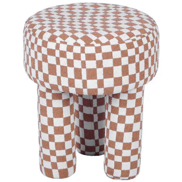 Home Fashion Claire Stool Brown Checkered