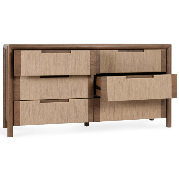 Home Fashion Corda 6 Drawer Dresser Brown/Natural