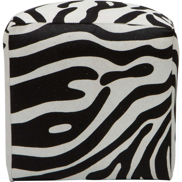 Home Fashion Cowhide Pouf Zebra Print