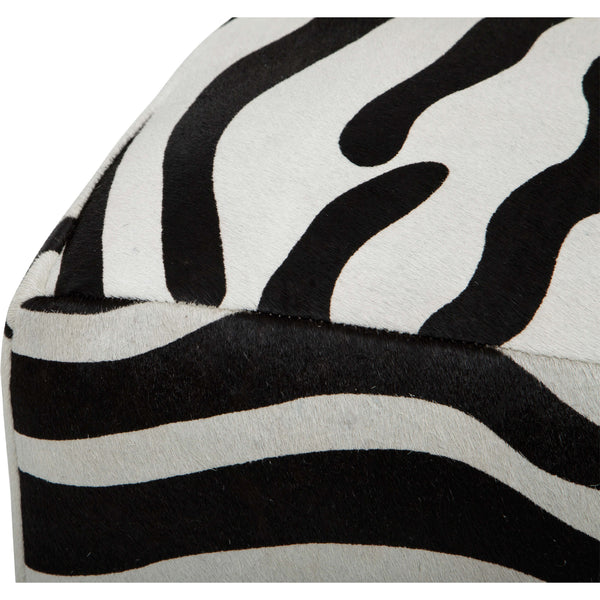 Home Fashion Cowhide Pouf Zebra Print