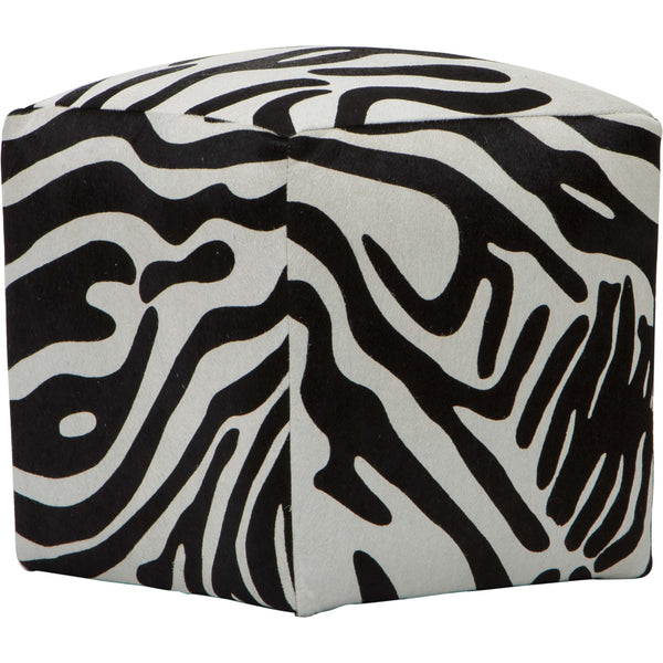 Home Fashion Cowhide Pouf Zebra Print