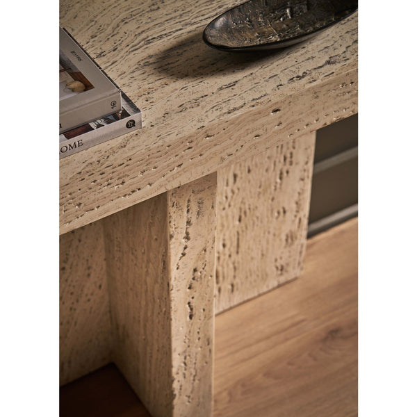 Home Fashion Daxton Console Table White Travertine