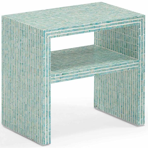 home fashion Derry Capiz Shell Nightstand Blue
