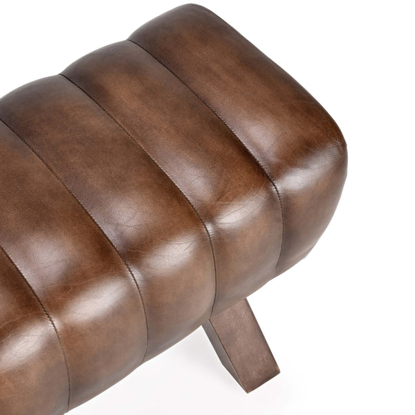 Home Fashion Florian Leather Bench Antique Brown